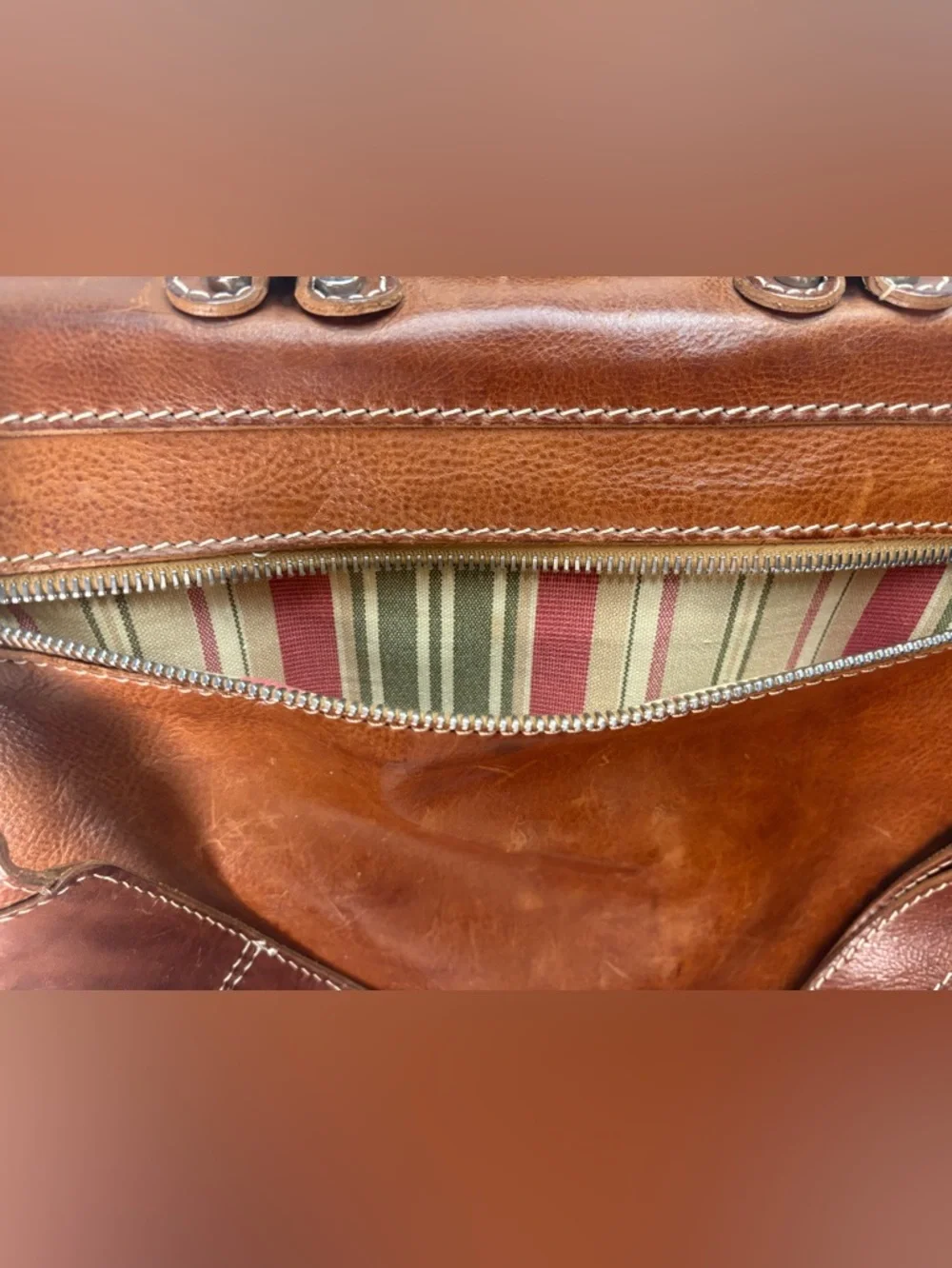 Floto Parma Italian Leather Briefcase Messenger Bag Cognac Brown Made in Italy